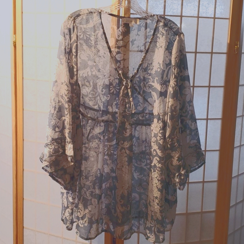 Blue and White Floral Tunic